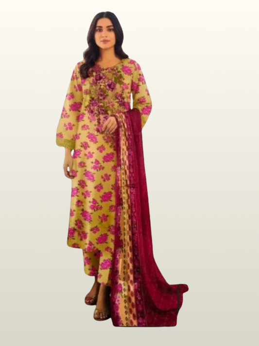 3 PIECE-EMBROIDED LINEN SUIT