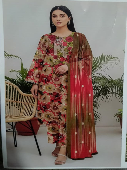 3 PIECE-EMBROIDED LINEN SUIT