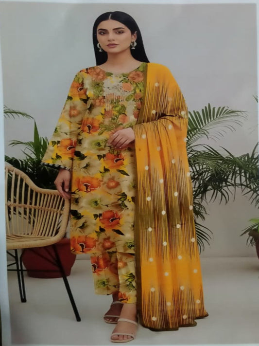 3 PIECE-EMBROIDED LINEN SUIT