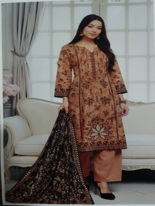 3 PIECE-EMBROIDED LINEN SUIT